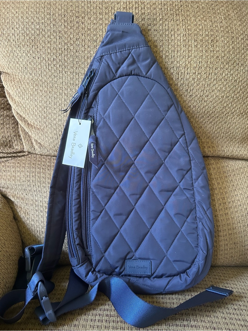 Vera Bradley Ultralight Essential Sling Backpack Scroll Navy Blue NEW